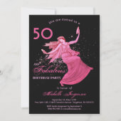 Boho 50e verjaardag Vrouw Roze Danser Glitter Part Kaart (Voorkant)