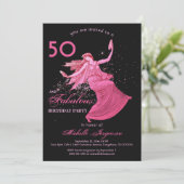Boho 50e verjaardag Vrouw Roze Danser Glitter Part Kaart (Staand voorkant)