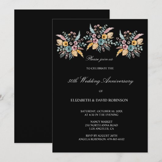 Boho 50ste huwelijksverjaardag kaart (Voorkant / Achterkant)