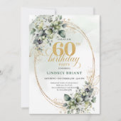 Boho 60e verjaardag botanische groene uitnodiging (Voorkant)