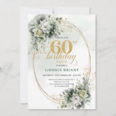 Boho 60e verjaardag stoffig groene eucalyptus uitn kaart (Voorkant)