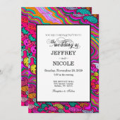 Boho 60s Retro Colorful Wedding Invitation Kaart (Voorkant / Achterkant)