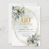 Boho 60ste verjaardag waterverf groene uitnodiging (Voorkant)