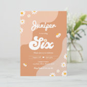 Boho 6e verjaardag Daisy Floral Groovy 70 Kaart (Staand voorkant)