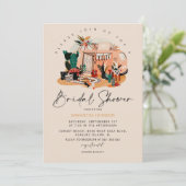 Boho 70s Pampas & Cacti Bridal Shower Invitation Kaart (Staand voorkant)
