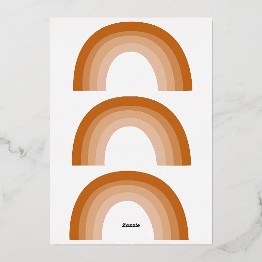 Boho 70s Rainbow Terracotta Baby shower Gold Folie Uitnodiging (Achterkant)