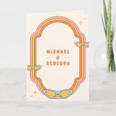 Boho 70s Retro Colorful Groovy Frame Wedding (Voorkant)