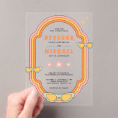 Boho 70s Retro Kleurrijke Groovy Lijst Wedding Acryl Uitnodigingen (Insitu (Draagbaar))
