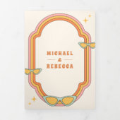 Boho 70s Retro Kleurrijke Groovy Lijst Wedding Drieluik Uitnodiging (Cover)