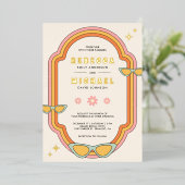 Boho 70s Retro Kleurrijke Groovy Lijst Wedding Gol Folie Uitnodiging (Staand Voorkant)