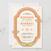 Boho 70s Retro Kleurrijke Groovy Lijst Wedding Kaart (Voorkant)