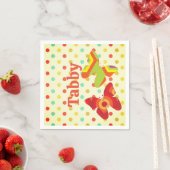 Boho 70's streep polka dot vlinder sinaasappel gee servet (Insitu)