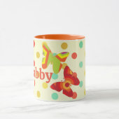 Boho 70's streep polka dot vlinder sinaasappel mok (Midden)