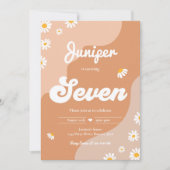 Boho 7th Birthday Daisy Floral Groovy 70 Kaart (Voorkant)