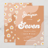Boho 7th Birthday Daisy Floral Groovy 70 Kaart (Voorkant / Achterkant)