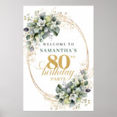 Boho 80ste botanische groen welkomstbord poster (Voorkant)