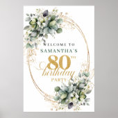 Boho 80ste Stof Groen Blad Welkom Poster (Voorkant)