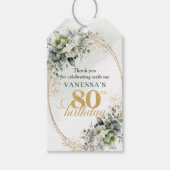 Boho 80ste verjaardag Stof Groen Eucalyptus Label Cadeaulabel (Voorkant)