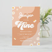 Boho 9th Birthday Daisy Floral Groovy 70 Kaart (Staand voorkant)