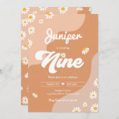 Boho 9th Birthday Daisy Floral Groovy 70 Kaart (Voorkant / Achterkant)