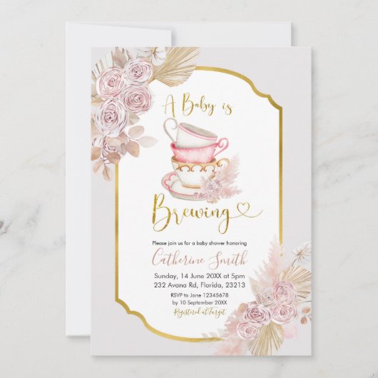 Boho a Baby is het Uitnodigen van het Baby shower Kaart (Voorkant)