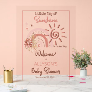 Boho A Little Ray of Sunshine Girl Baby shower Acryl Bord
