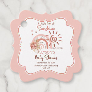 Boho A Little Ray of Sunshine Girl Baby shower Bedankjes Labels