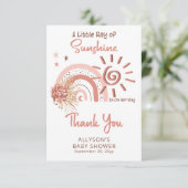 Boho A Little Ray of Sunshine Girl Baby shower Bedankkaart (Staand voorkant)