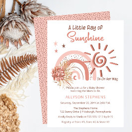 Boho A Little Ray of Sunshine Girl Baby shower Kaart