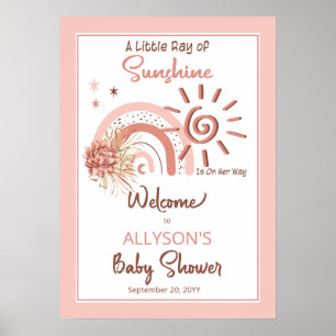 Boho A Little Ray of Sunshine Girl Baby shower Poster