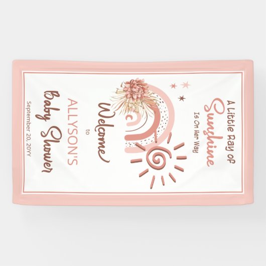 Boho A Little Ray of Sunshine Girl Baby shower Spandoek (Horizontaal)