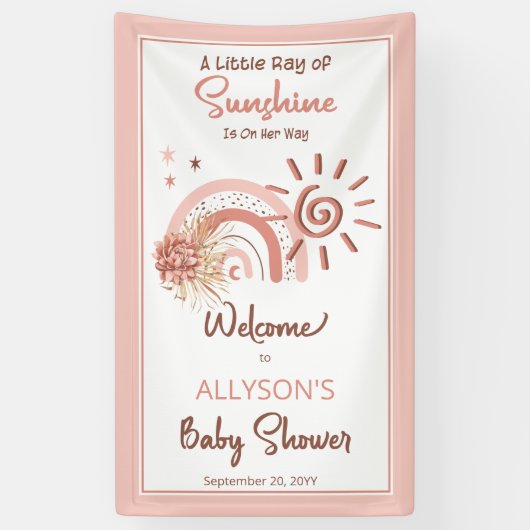 Boho A Little Ray of Sunshine Girl Baby shower Spandoek (Verticaal)