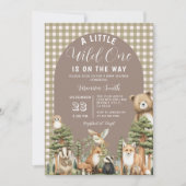 Boho A Little Wild One Baby Shower Forest Animals Kaart (Voorkant)