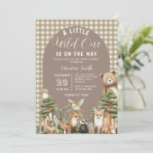 Boho A Little Wild One Baby Shower Forest Animals Kaart (Staand voorkant)