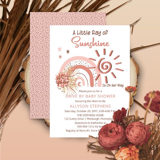 Boho a Ray Sunshine Drive by Girl Baby shower Kaart