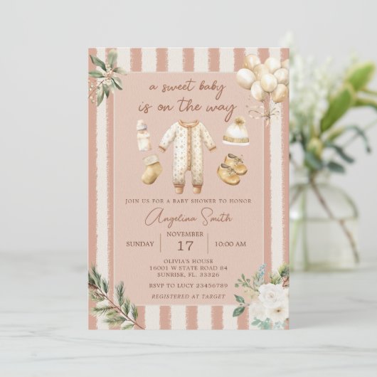 Boho A Sweet Baby is onderweg naar het Baby shower Kaart (Staand voorkant)