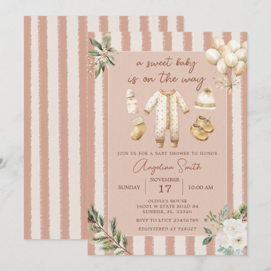 Boho A Sweet Baby is onderweg naar het Baby shower Kaart (Voorkant / Achterkant)