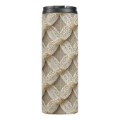 Boho aangepaste gepersonaliseerde roze & wit monog thermosbeker (Achterkant)