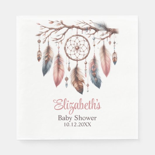 Boho Aangepaste Naam Dreamcather Baby shower Servet (Voorkant)