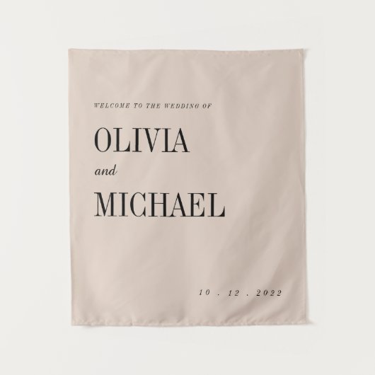 Boho aangepaste trouwontvangst beige wandtapijt wandkleed (Voorkant)