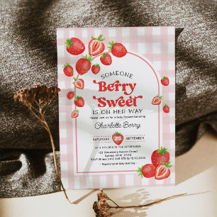 Boho Aardbei Baby shower Berry Sweet Baby Meisje Kaart