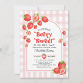 Boho Aardbei Baby shower Berry Sweet Baby Meisje Kaart (Voorkant)
