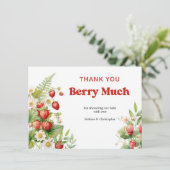 Boho Aardbei Baby shower Berry Sweet Bedankkaart (Staand voorkant)