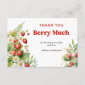 Boho Aardbei Baby shower Berry Sweet Bedankt Informatiekaartje (Voorkant)