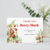 Boho Aardbei Baby shower Berry Sweet Bedankt Informatiekaartje (Staand voorkant)