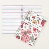 Boho Aardbei Coquette Bloemen Girly Roze Notitieboek (Binnen)