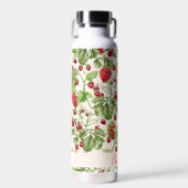 Boho Aardbei Fruit Groene Plant Personaliseerde Na Waterfles (Voorkant)