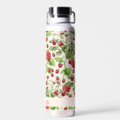 Boho Aardbei Fruit Groene Plant Personaliseerde Na Waterfles (Achterkant)