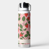 Boho Aardbeien Groene Tinten Roze Gepersonaliseerd Waterfles (Achterkant)