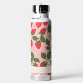 Boho Aardbeien Groene Tinten Roze Gepersonaliseerd Waterfles (Rechts)